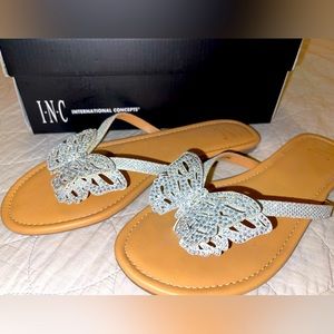 INC Silver Bling Sandles